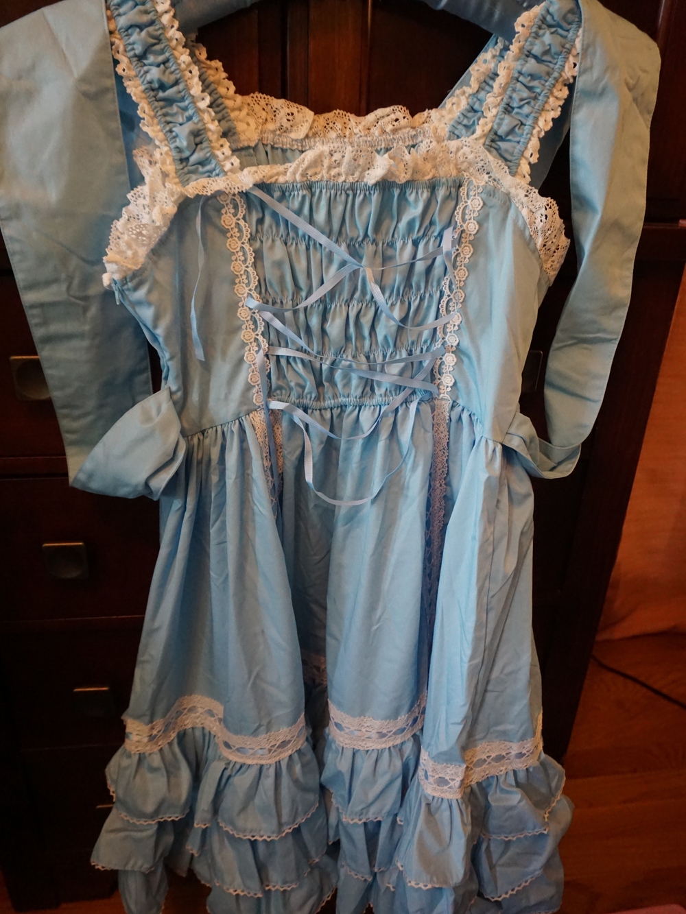Charlotta Light Blue Sweet Lolita Lace-Trim Dress Bow - Women Dresses Accessory - Picture 6 of 11